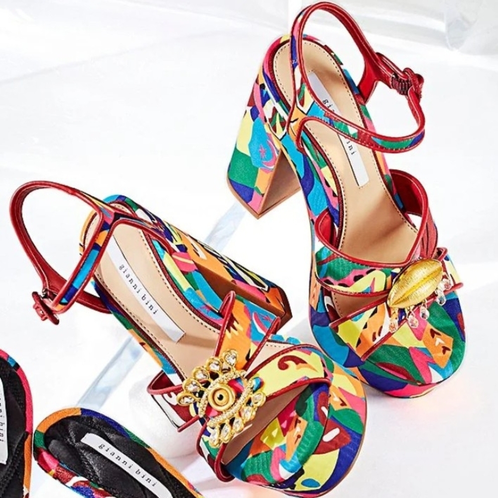 Vibrant Multicolor Platform Sandals - Picture 7 of 10